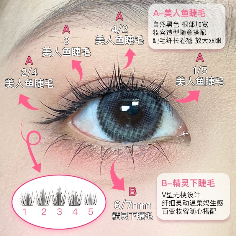 小黑嫚|美人鱼睫假睫毛P47 Segmented Single Cluster Eyelashes