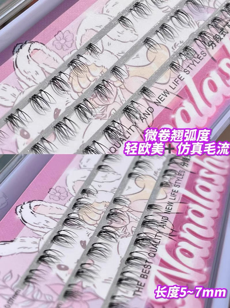【热销】NANALASHES|漫画芭比下假睫毛分段式亚裔风轻欧美仿真毛流 Segmented Single Cluster Eyelashes
